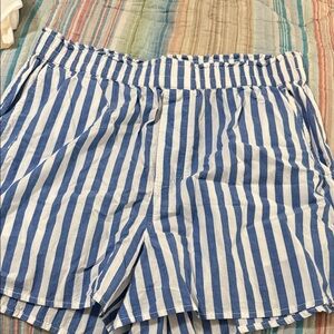 Madewell Blue and White Vertical Stripe Shorts Boxer Style